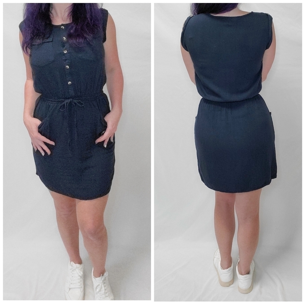 Jordan Mini Sleeve Drawstring Waist Casual Dress with Pockets